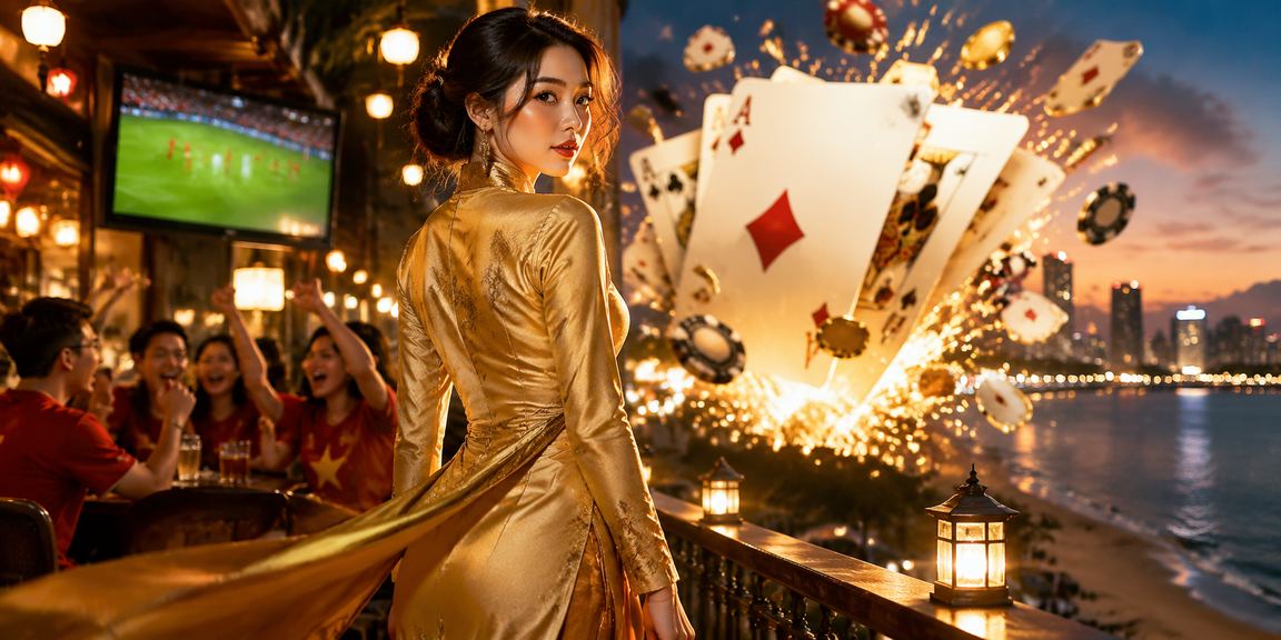 Phụ nữ áo dài Hà Nội tham gia game bài trực tuyến trên máy tính bảng trong không gian hiện đại