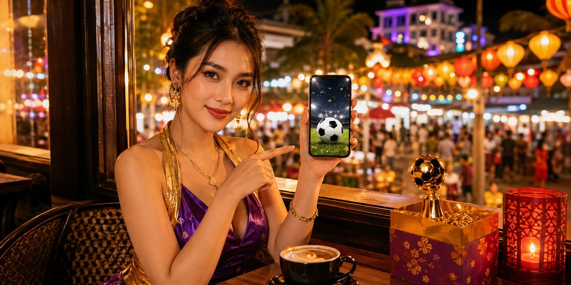 Người dùng Phú Quốc xem bóng đá và cá cược trên di động bên tách cà phê